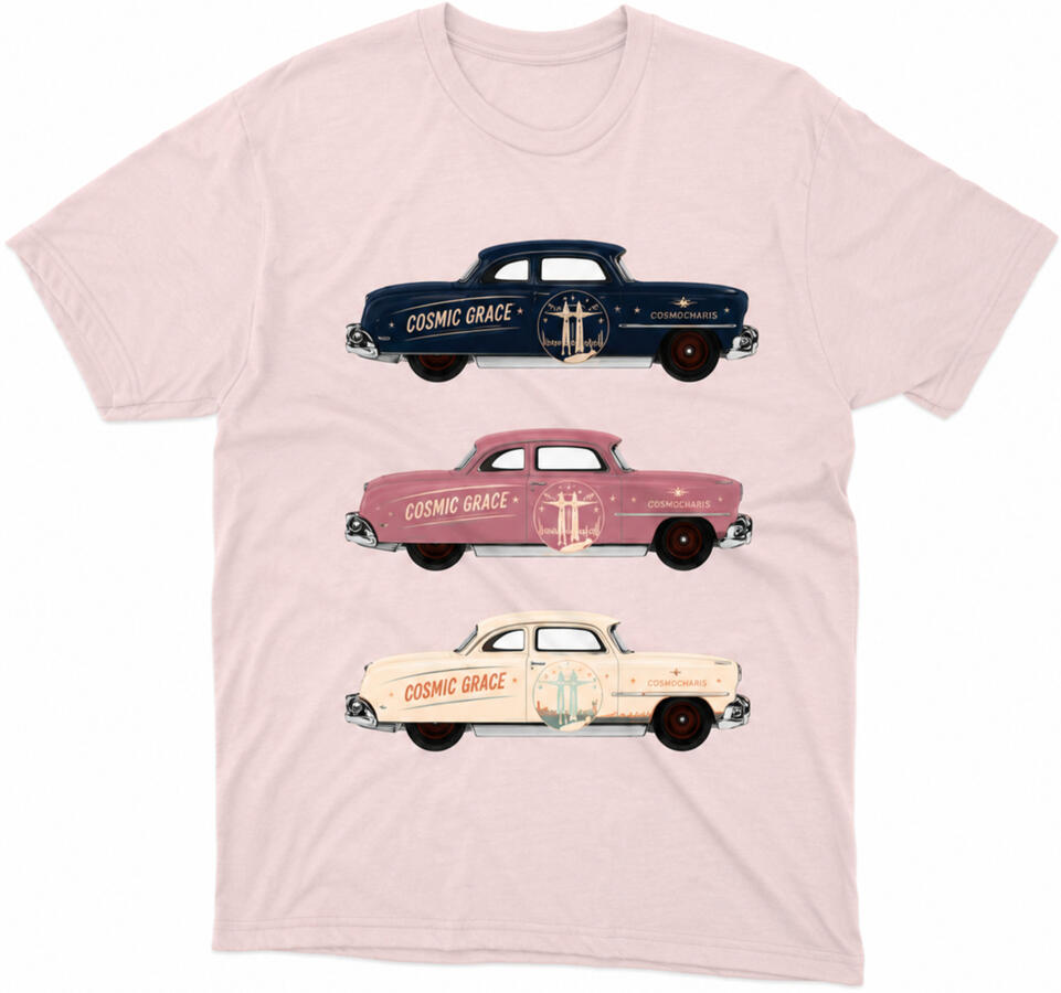 Cosmic Grace Cruiser Finding the sacred in the ordinary. A celestial cruiser for open roads and open hearts — blending vintage Americana, cosmic wonder, and the quiet poetry of desert night journeys.